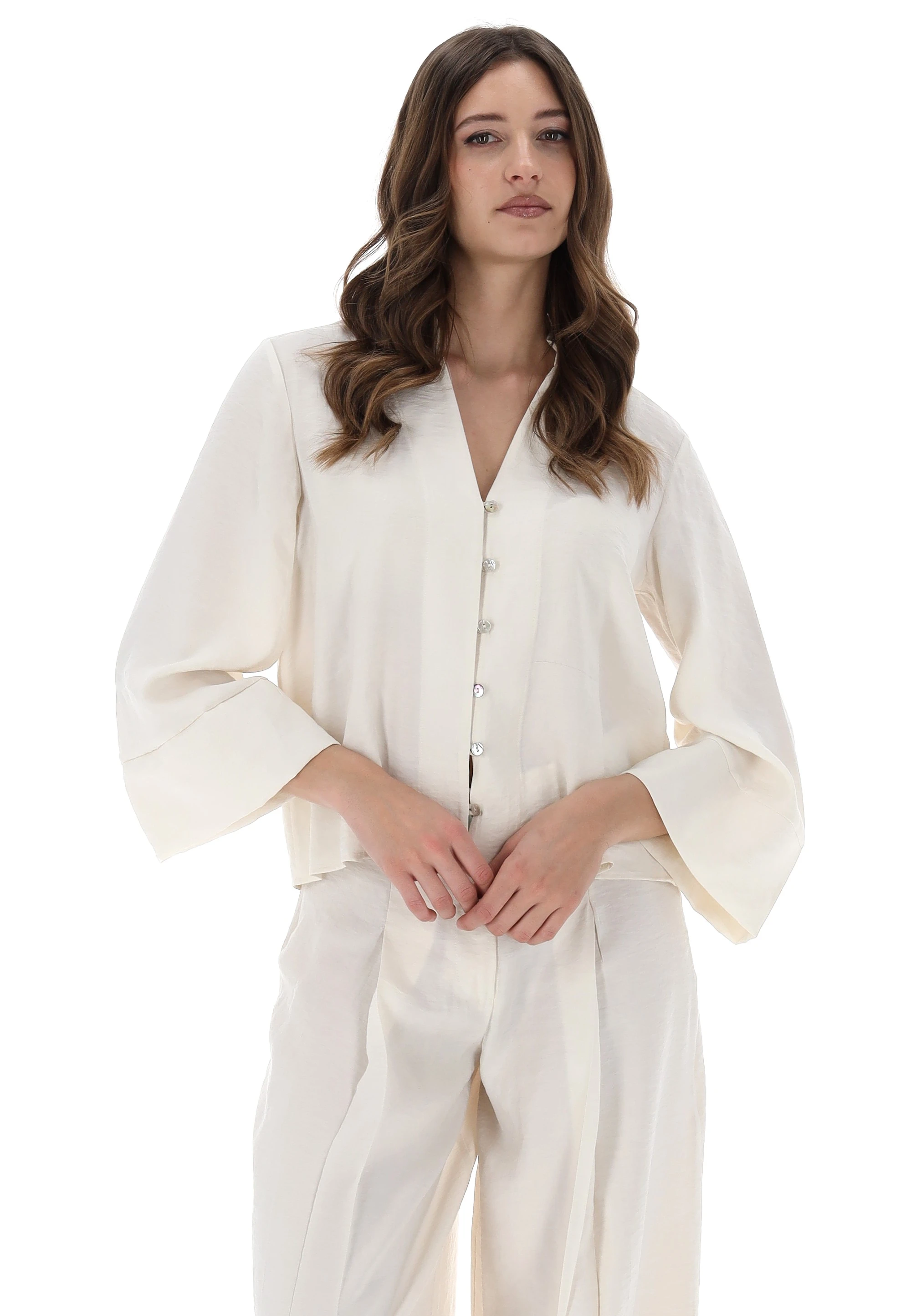 Camicia coreana scollo a V èks donna